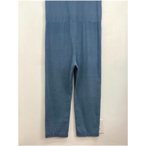 Nico Nico Julez Relaxed Drop Crotch Chambray Cotton Workwear Jumpsuit - Small - Picture 10 of 12